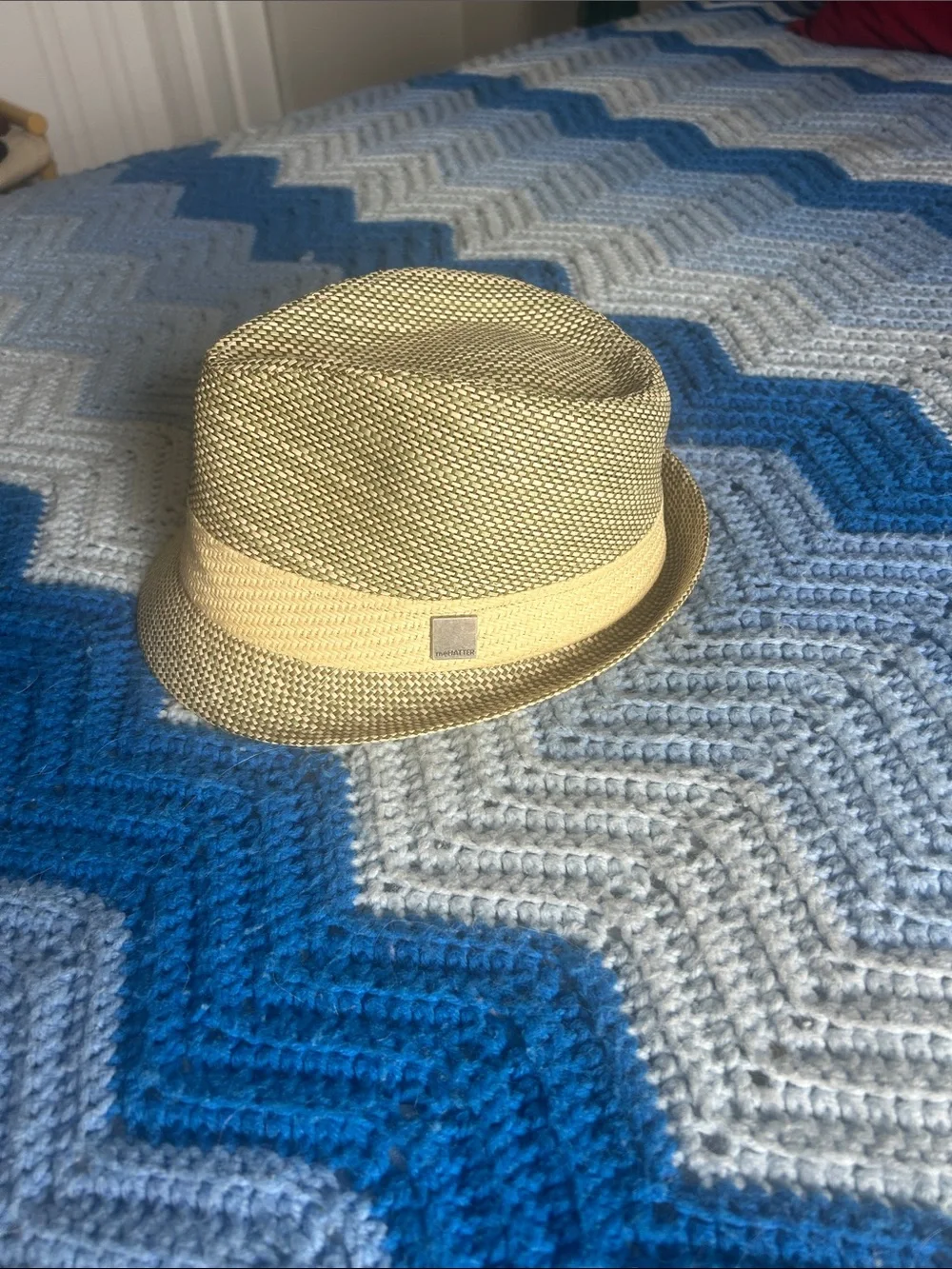 Tan Straw Trilby with Contrast Band